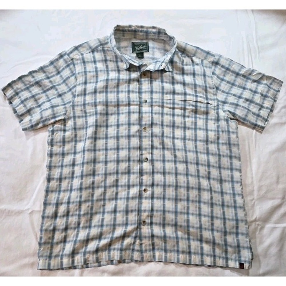 Woolrich Shirt Performance Modal Blend Fishing Short Sleeve Men's 2XL Zip Pocket